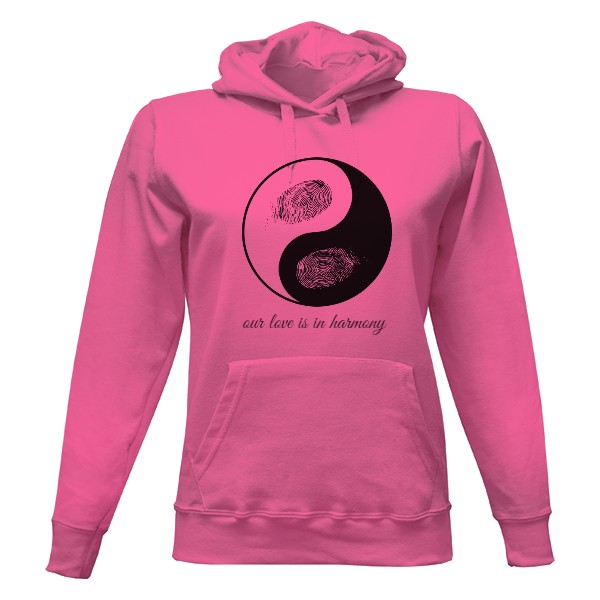 Dámská mikina s kapucí s potiskem Jin a jang harmony