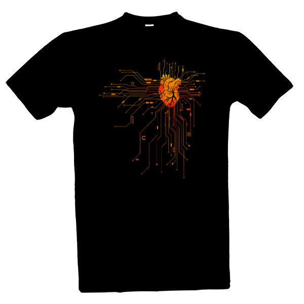 Tričko s potiskem Srdce a elektrické obvody